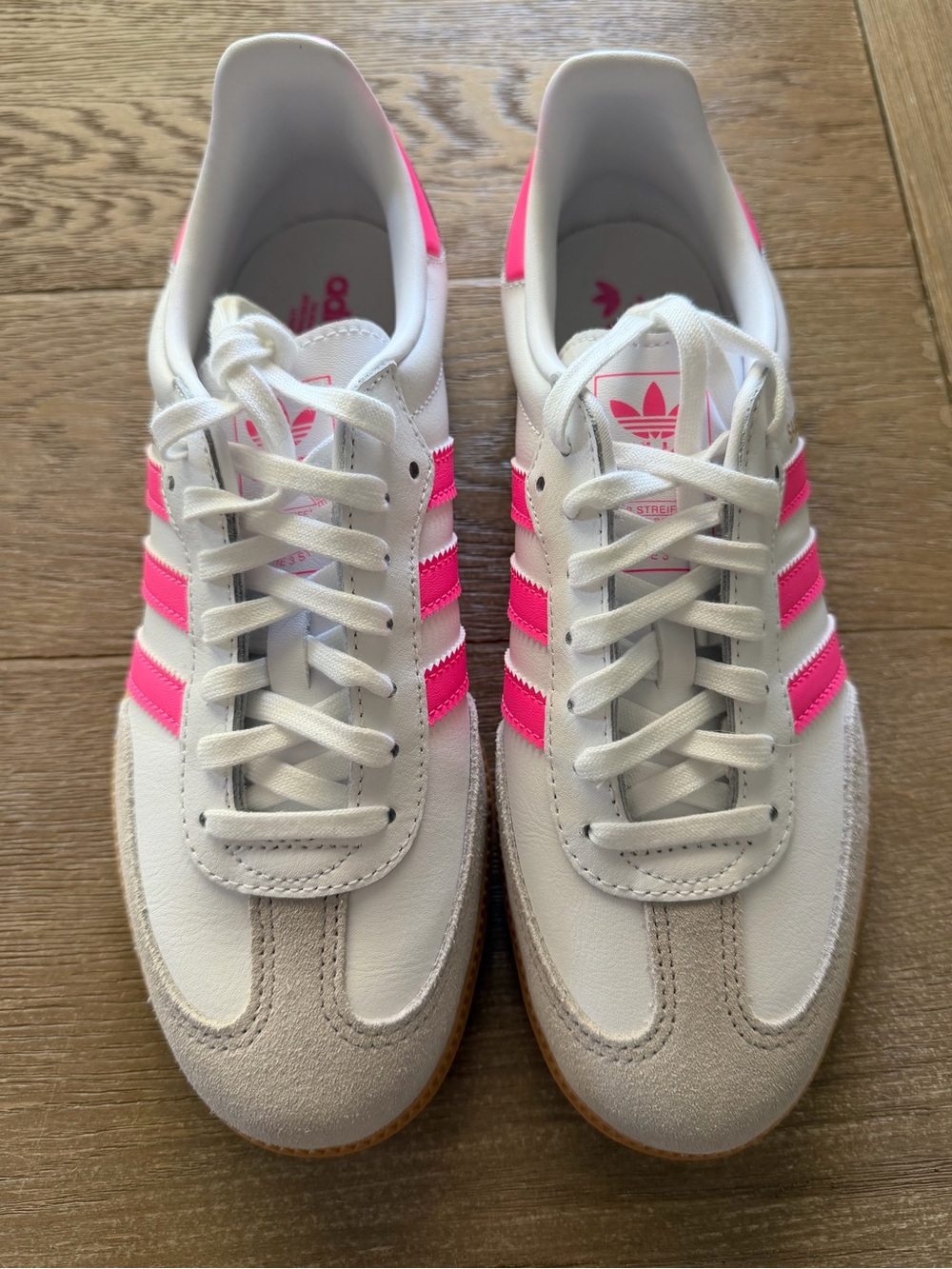 Adidas Samba OG Sneakers NEW, Women's 7.5 / Men’s 6.5, White Pink Gum Leather - Picture 3 of 7